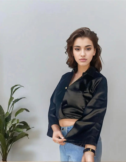 Effortless Elegance: The Satin Shirt black Luubeezer