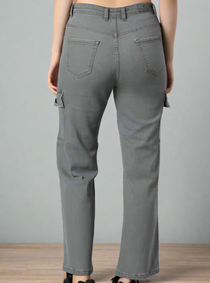 Grey Straight Fit High-rise Stretchable Jean Luubeezer