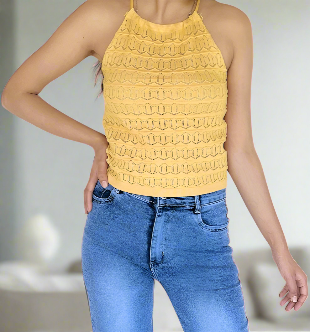 Trending Crochet Tie Halter Neck Tops Luubeezer