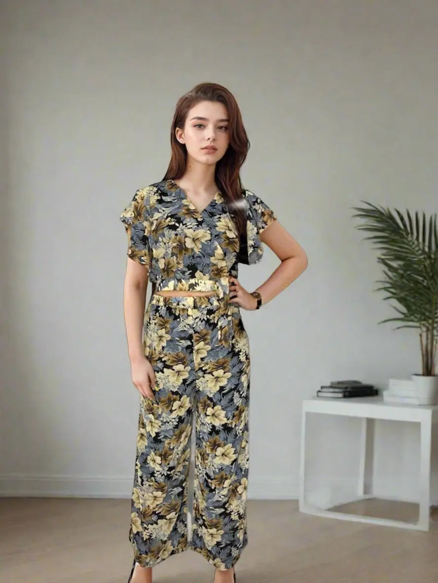 FLORAL PRINTED JUMPSUIT FOR WOMEN'S AND GIRLS Luubeezer