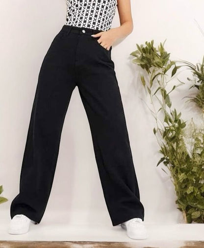 High-Waisted Baggy Denim Jeans Black Luubeezer